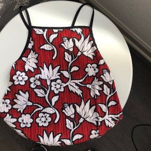 Red and white floral tank